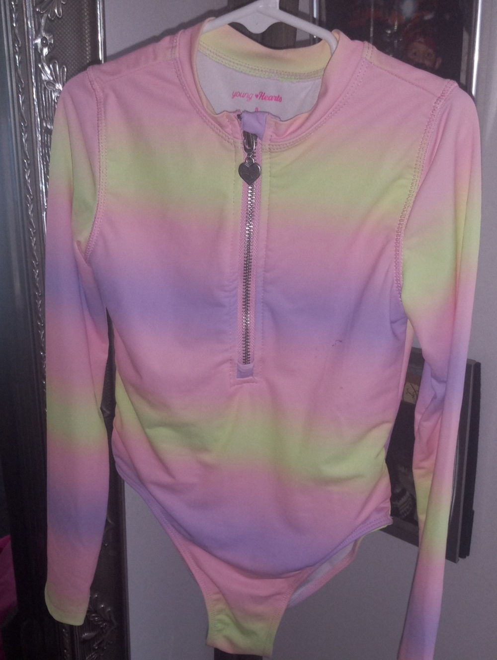 Young Hearts Pastel Ombre Long-Sleeve Kids Rashguard — Pink & Lavender